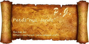 Petényi Jenő névjegykártya