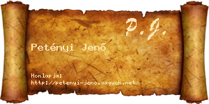 Petényi Jenő névjegykártya