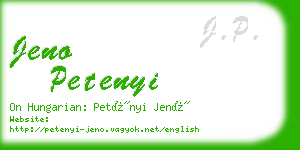 jeno petenyi business card